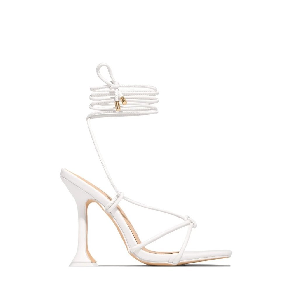 Shein Knot‎ detail LACE UP HIGH HEELS - WHITE - Size 10